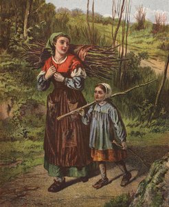 Faggot Gatherers, Bretagne (färglitografi) av Edward Sherard Kennedy