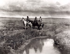3人のアメリカインディアンの酋長、1900年頃（グラビア）（白黒写真）スウェーデン人 av Edward Sheriff Curtis