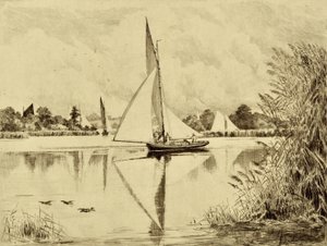 The Bure: On Wroxham Road, ca 1880 (etsning)