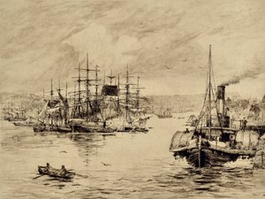 The Tyne: At Shields, ca 1880 (etsning)
