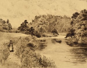 The Wear: The Wear Near Durham, ca 1880 (etsning)