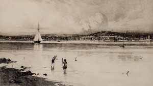 Broughty Ferry från Tayport (etsning) av Edward Smith Hodgson