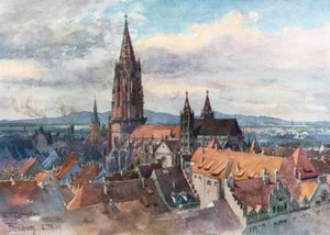 Freiburg-im-Breisgau (färglitografi) av Edward Theodore Compton