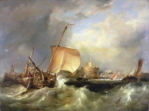 Fransk sillbåt som kör in i hamnen utanför Havre de Grace av Edward William Cooke