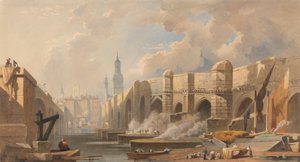 Gamla och nya London Bridge av Edward William Cooke