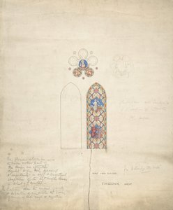 Design för glasmålningar i Ditteridge Church, ca. 1859.