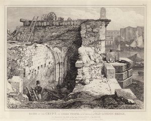 Ruinerna av St Thomas Chapel på Old London Bridge av Edward William Godwin