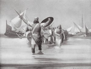 Sidonians landsättning vid Karthago (lito) av Edwin A. Morrow