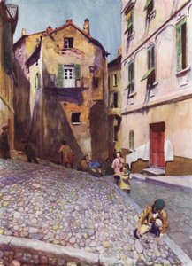 Korsika: Gamla hus, Bastia (färg litho)