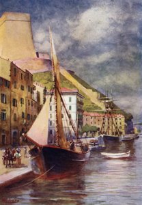 Korsika: Hamnen, Bonifacio (färg litho)