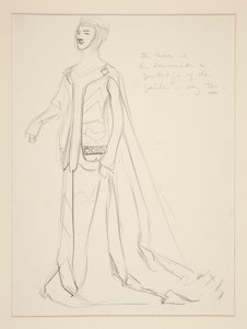 En dam, kostymskiss för Henry Irving av Edwin Austin Abbey