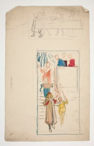 En procession - oidentifierad illustration för en pjäs(?) av Edwin Austin Abbey
