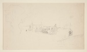 Arkitektstudie (recto); Prydnadsskisser (verso) av Edwin Austin Abbey