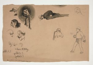 Diverse figurstudier (recto och verso) av Edwin Austin Abbey