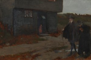 At the Cottage Door (17th Century New England Scene) av Edwin Austin Abbey