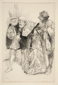 Baptista-protester, illustration till akt I, scen i, Taming of the Shrew av Edwin Austin Abbey