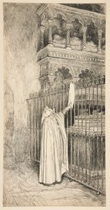 Claudio (läser ur en rulle): av Edwin Austin Abbey