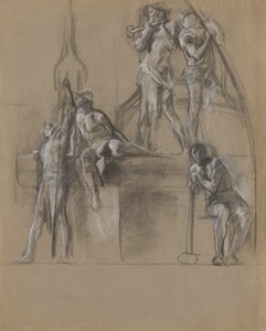 Kompositionsstudie för figurer av gruvarbetare i av Edwin Austin Abbey