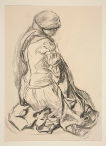 Draperi studie för av Edwin Austin Abbey