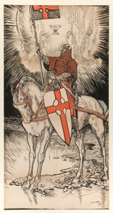 Teckning till affischen för publicering av utställningen för och publicering av Abbey-boken av Edwin Austin Abbey