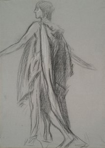 Tidig figurstudie för av Edwin Austin Abbey