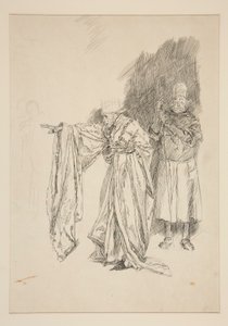 Tidig studie för King - Akt II, Scen III, Alla av Edwin Austin Abbey