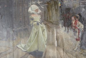 Figurstudie, möjligen för Margaret och Faust av Edwin Austin Abbey