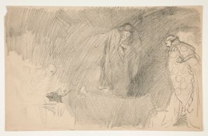 Figur i vila, skiss till en oidentifierad Shakespeare-pjäs av Edwin Austin Abbey