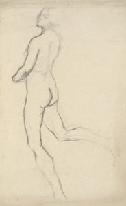 Figurstudie för The Hours (15.00) - väggmålningsdekoration i State Capitol-byggnaden i Harrisburg, Pennsylvania, 1902-1911 (slutförd av John Singer Sargent) av Edwin Austin Abbey
