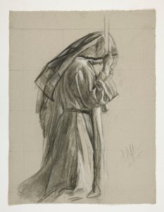 Figurstudie för riddaren av Sir Galahad, från The Quest of the Holy Grail (en serie med femton målningar för Boston Public Library, färdigställd 1901) av Edwin Austin Abbey