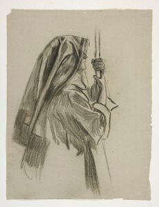 Figurstudie för riddaren av Sir Galahad, från The Quest of the Holy Grail (en serie med 15 målningar för Boston Public Library, färdigställd 1901) av Edwin Austin Abbey
