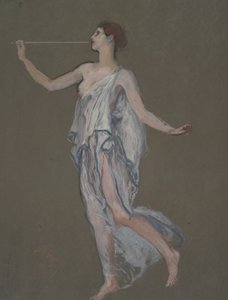 Figurstudie för figuren av Fame(?) i av Edwin Austin Abbey