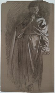 Figurstudie, man som håller klänning av Edwin Austin Abbey