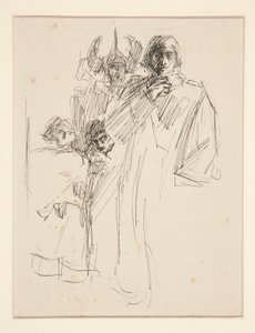 Galahad på slottet, studie för The Quest of the Holy Grail (serie med femton målningar för Boston Public Library, färdig 1901) av Edwin Austin Abbey