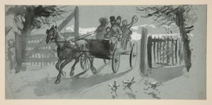 Grupp människor i en öppen vagn - (oidentifierad illustration) av Edwin Austin Abbey