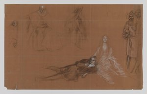 Hamlet - tecknade serier för målningen. Akt II, Scen 2 av Edwin Austin Abbey