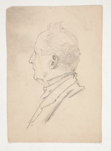 Chef för en man (recto); Fragment av skisser (verso) av Edwin Austin Abbey