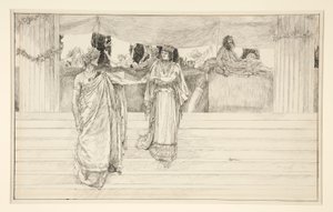 Hermione ber Polixenes - Akt I, Scen II, Vintern av Edwin Austin Abbey