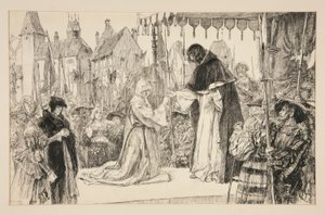 Isabella och hertigen - Akt V, Scen I, Mått för Mått av Edwin Austin Abbey