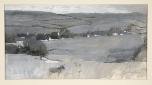 Landskap med ko i förgrunden av Edwin Austin Abbey