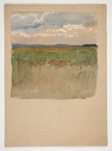 Landskap med fält, horisont, himmel av Edwin Austin Abbey