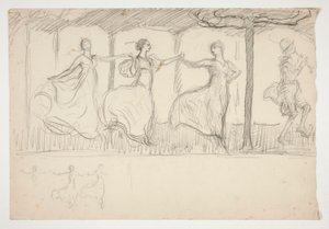 Linje av kvinnor som dansar - (oidentifierad illustration) av Edwin Austin Abbey