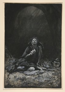 Malvolio i fängelsehålan, illustration för akt III, scen iv, tolfte natten av Edwin Austin Abbey