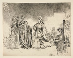 Marriage Morning of Theseus and Hippolyta (studie för .1036) - Enter Theseus, från En midsommarnatt av Edwin Austin Abbey
