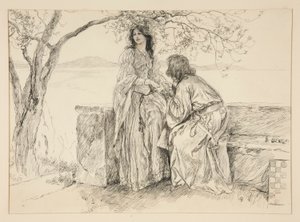 Miranda och Ferdinand, illustration till akt V, Scene i, Stormen av Edwin Austin Abbey