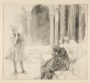 Olivia och Viola, illustration till akt I, Scene v, Twelfth Night av Edwin Austin Abbey