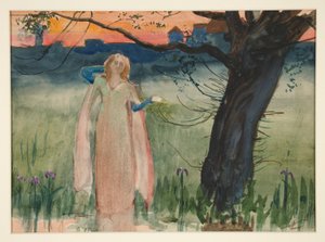 Ophelia vid bäcken - Akt IV, Scen VII, Hamlet av Edwin Austin Abbey