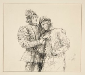 Orlando och Adam, illustration för akt II, Scene iv, As You Like It av Edwin Austin Abbey