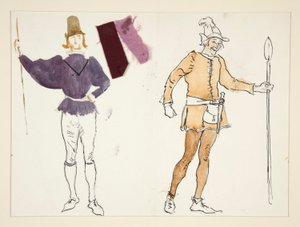 Bönder, kostymskiss för Henry Irving av Edwin Austin Abbey
