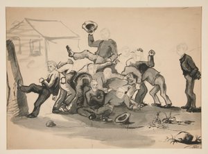 Hög med män: karikatyr av av Edwin Austin Abbey